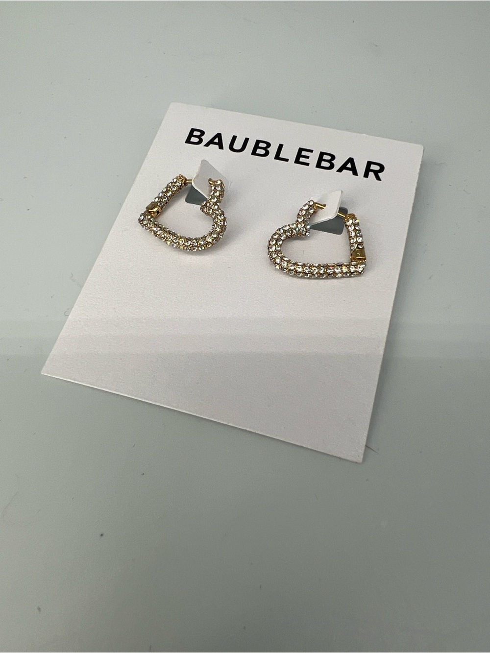 BaubleBar Gold Crystal Open Heart Stud Earrings - Picture 2 of 4